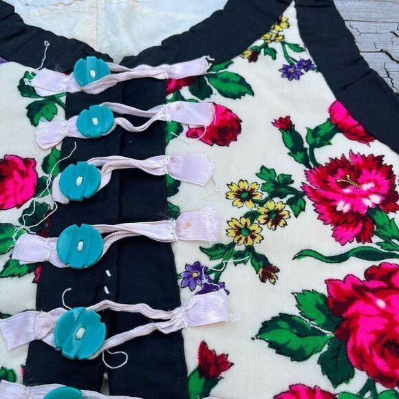 Vintage 1920s Antique Slovak Bustier Women’s Floral Handmade Vest Blouse - Picture 2 of 8